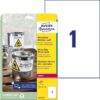 Etikety polyesterové veľmi odolné 210 x 297mm Avery A4 biele 20 hárkov