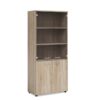 Policová skriňa BASIC, kombinovaná so sklom, so zámkom, 80x40x182,1cm, dub Sonoma